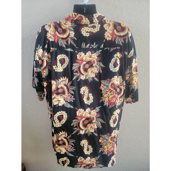 Pineapple Juice Men's Ukulele Lei Vintage Button-Up Hawaiian Classic Shirt XL - Picture 2 of 5